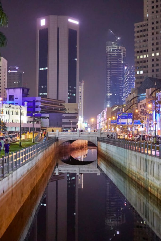 Johor Bahru, MALAYSIA - JULY 20 , 2017. A view night at Segget River,Segget River is a river in Johor state, Malaysia.